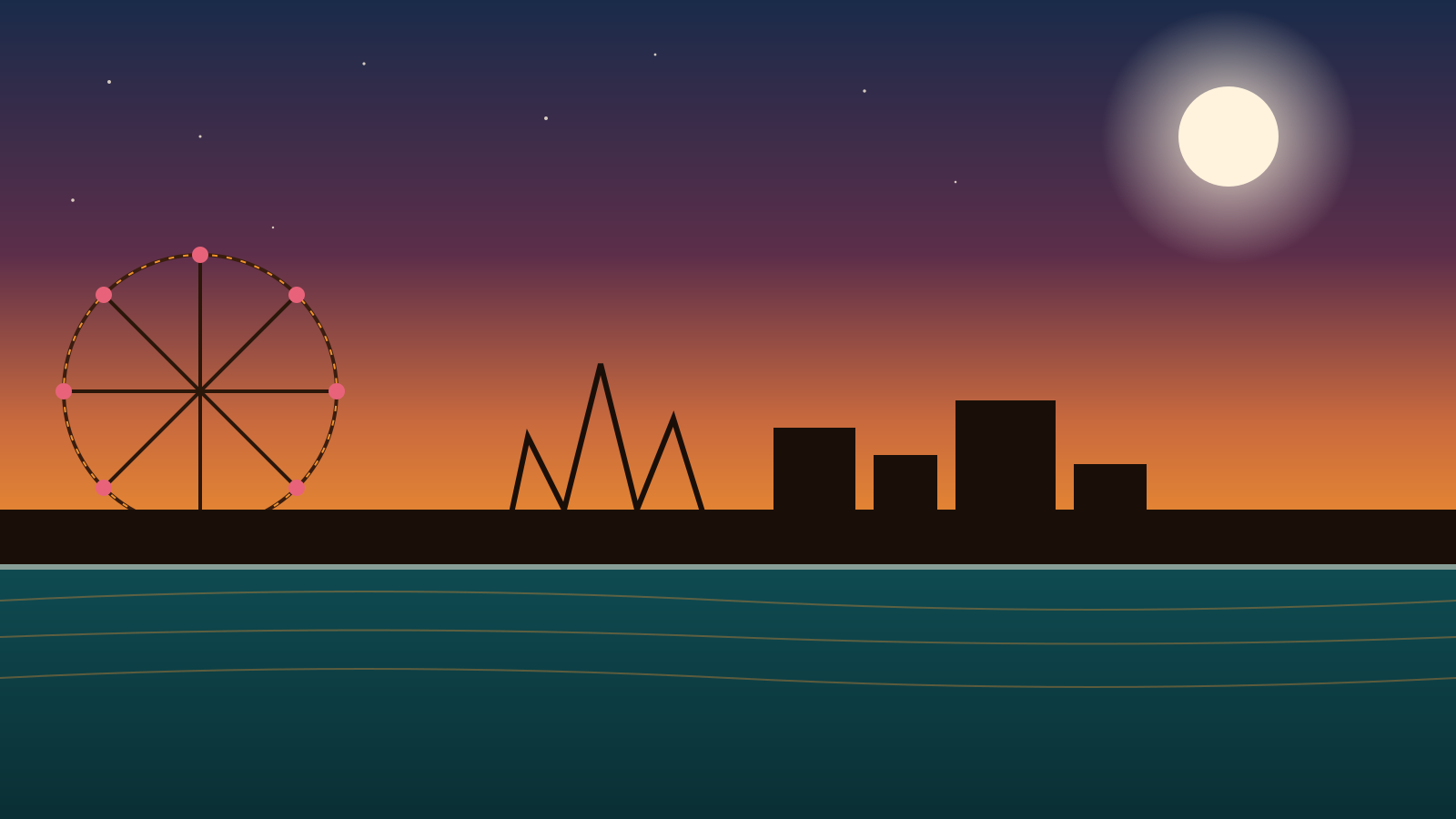 Seaside Heights boardwalk skyline at sunset